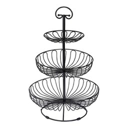 Fruteira para Mesa 3 Andares Frutas Cozinha Eventos (Zf4628) - Preto - 2