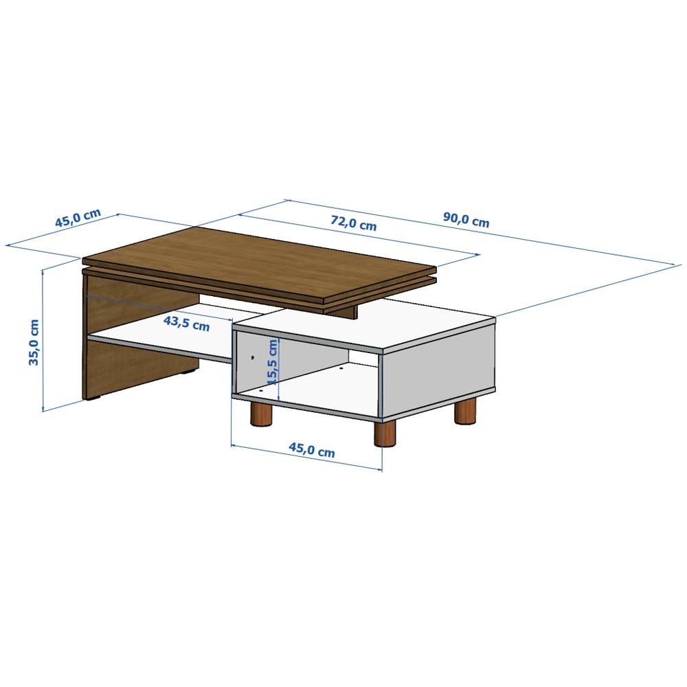 Mesa de Centro Sala Lima com Pés de Madeira Maciça Ipe/off White - 4