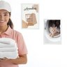 Kit 2 Quadros para Lavanderia - Gatinho 45x34cm:moldura Branca - 1