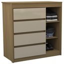 Ver imagem 2 de Cômoda Quarto 93cm 4 Gavetas 1 Porta Samira Freijó/mocca L01 - Mpozenato