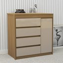 Ver imagem 1 de Cômoda Quarto 93cm 4 Gavetas 1 Porta Samira Freijó/mocca L01 - Mpozenato