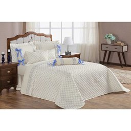 Kit Cobre Leito Napoli Casal Super King Bordado 03 Peças - Azul - 4