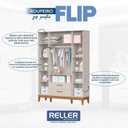 Ver imagem 4 de Guarda Roupa Infantil Flip 4 Portas Areia Acetinado - Reller