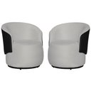 Ver imagem 2 de Kit 2 Poltronas Organica Beatriz Suede Branco C/ Composê Corano Preto - Lm Decor