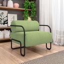 Ver imagem 2 de Kit 2 Poltronas Decorativas Sala de Estar Polatsk Base Industrial de Ferro Bouclê Verde Oliva G33 - 