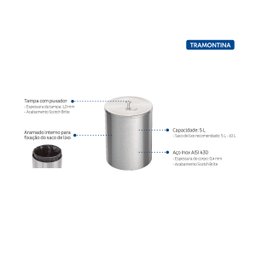 Lixeira Aço Inox Útil Tramontina 5 Litros 94540/036 - 3