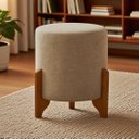 Ver imagem 1 de Puff Banqueta Thor Decorativo Retrô Sala Estar Quarto Reforçado Linho Bege