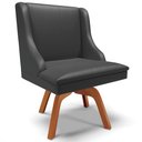 Ver imagem 7 de Kit 2 Cadeiras Decorativas Sala de Jantar Base Giratória de Madeira Firenze PU Preto Fosco/Natural G