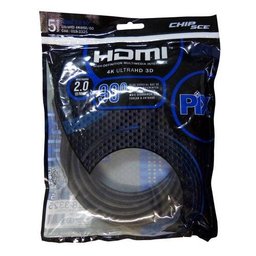 Cabo Hdmi 5 Metros Versão 2.0 4k 3d Plug 90 graus Chip SCE Polybag - 1