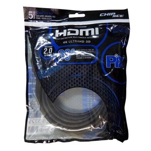 Cabo Hdmi 5 Metros Versão 2.0 4k 3d Plug 90 graus Chip SCE Polybag