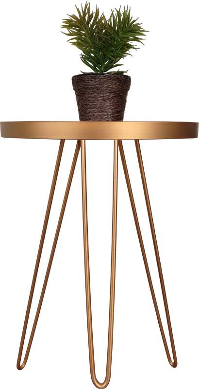 Mesa Lateral Dourada em Ferro com Tampo em Vidro - 1
