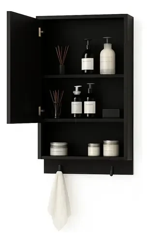 Espelheira de Banheiro Aéreo 1 Porta com Nicho e Gancho Penélope - 4