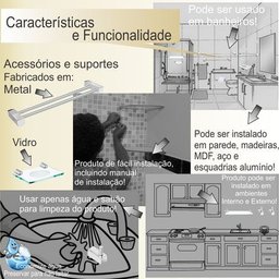Kit Acessórios de Banheiro Vidro Cristal 6 Peças Incolor Classic - 2 Kit Acessórios de Banheiro Vidro Cristal 6 Peças Incolor Classic - 2