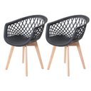 Ver imagem 1 de Kit 2 Cadeiras Web Wood Pretas com Base Madeira para Sala de Jantar