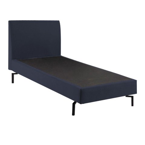 Cama de Solteiro Ariel Daf para Colchão 88cm com Cabeceira Linho Azul Marinho Base Aço Carbono 
