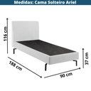 Ver mais imagens de Cama de Solteiro Ariel Daf para Colchão 88cm com Cabeceira Linho Azul Marinho Base Aço Carbono