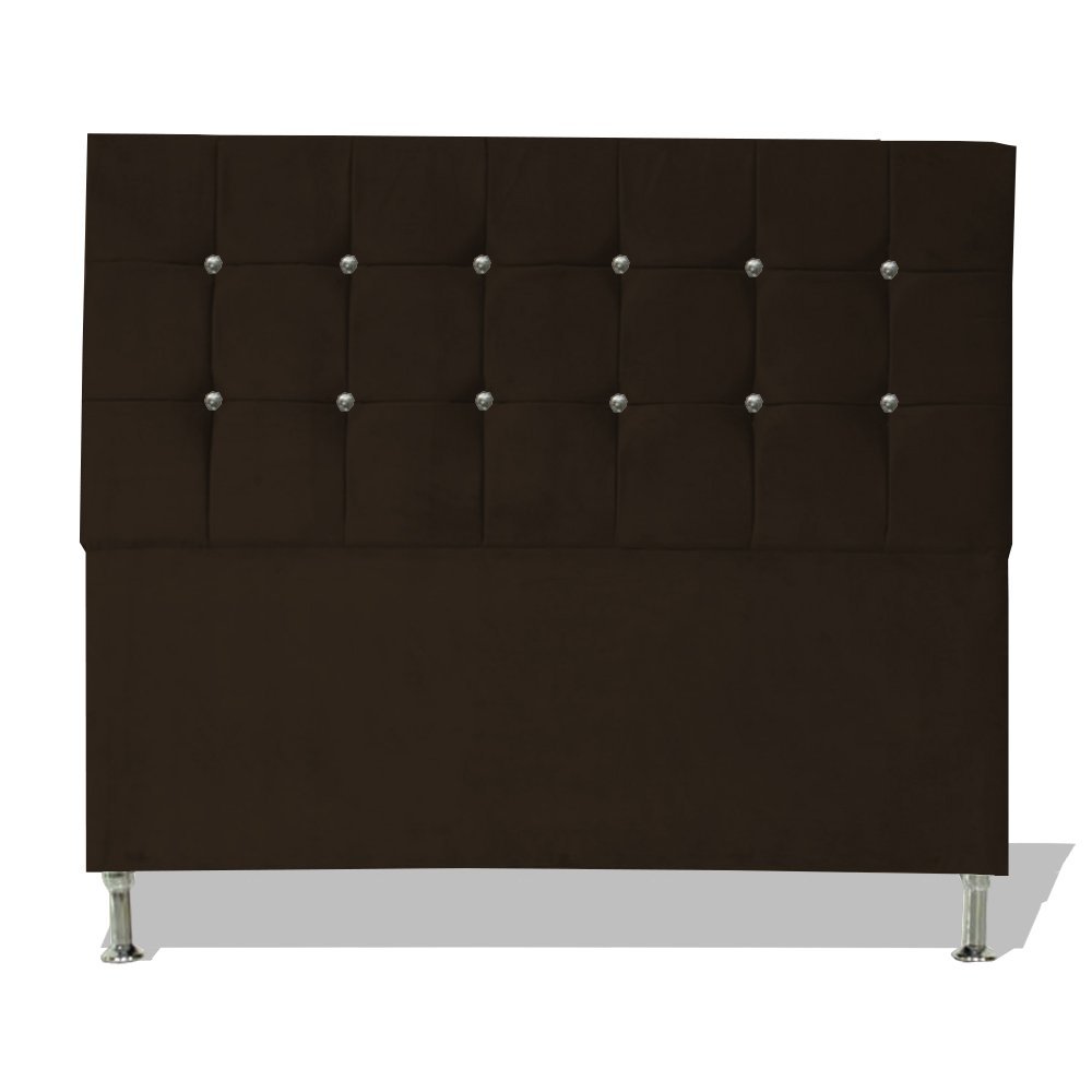 Cabeceira de Cama Box Estofada Berlim Casal Queen 160 Cm Suede Marrom Ec Móveis