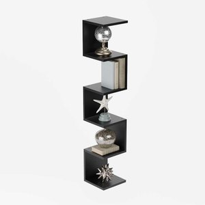 Prateleira de Canto Lyra 5 Nichos Decorativos Preto para Sala Quarto Livros