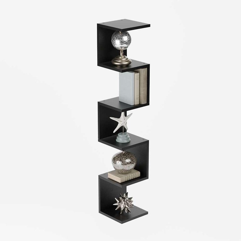 Prateleira de Canto Lyra 5 Nichos Decorativos Preto para Sala Quarto Livros Prateleira de Canto Lyra 5 Nichos Decorativos Preto para Sala Quarto Livros