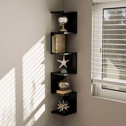 Prateleira de Canto Lyra 5 Nichos Decorativos Preto para Sala Quarto Livros - 2
