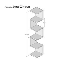 Prateleira de Canto Lyra 5 Nichos Decorativos Preto para Sala Quarto Livros - 5