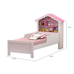 Cama Solteiro Casa Princesa Branco Rosa Vitamov - 3