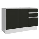 Ver imagem 1 de Balcão de Pia Armário de Cozinha 2 Portas e 3 Gavetas Branco/Preto Glamy Madesa