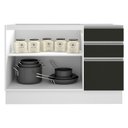 Ver imagem 4 de Balcão de Pia Armário de Cozinha 2 Portas e 3 Gavetas Branco/Preto Glamy Madesa