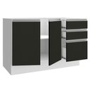 Ver imagem 5 de Balcão de Pia Armário de Cozinha 2 Portas e 3 Gavetas Branco/Preto Glamy Madesa