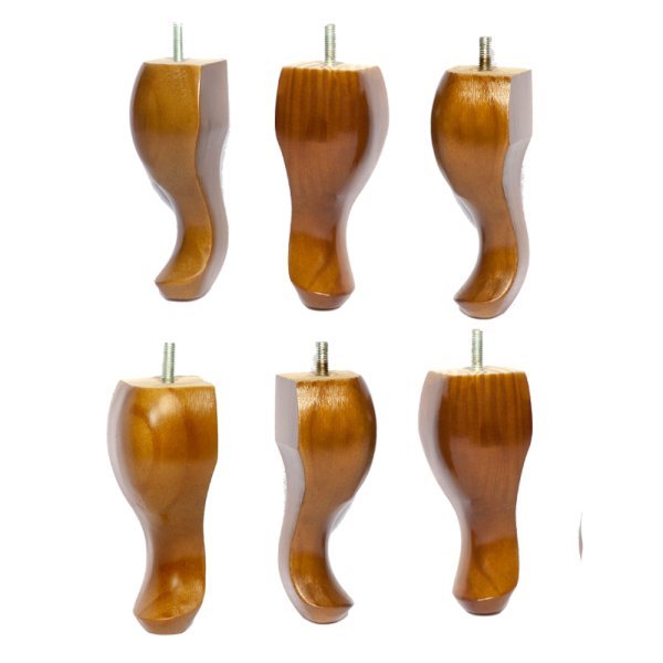 Kit 6 Pés de Madeira Retrô Luiz xv 14,5cm Amêndoa | MadeiraMadeira