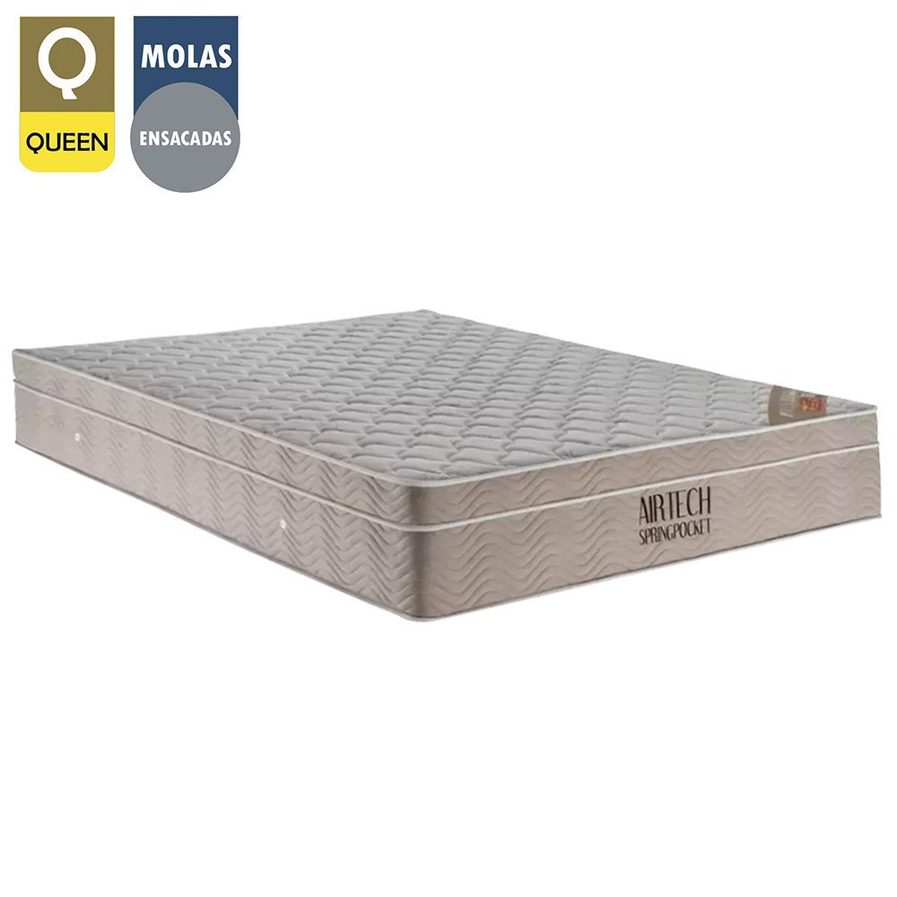 Cama Box Queen Bipartido Suede + Colchão Ortobom Airtech Molas Ensacadas 65x158x198 Marrom - 2