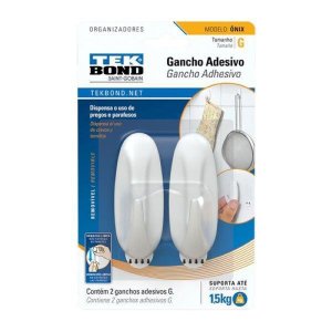 Gancho Onix De plástico Branco G - Tekbond
