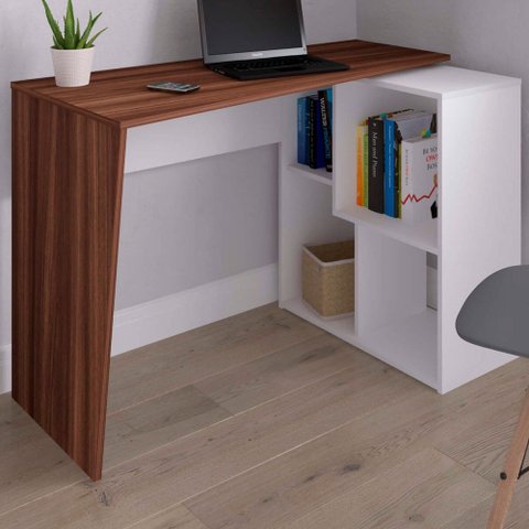 Mesa Escrivaninha Urban II Ipê/Branco - Artany Móveis