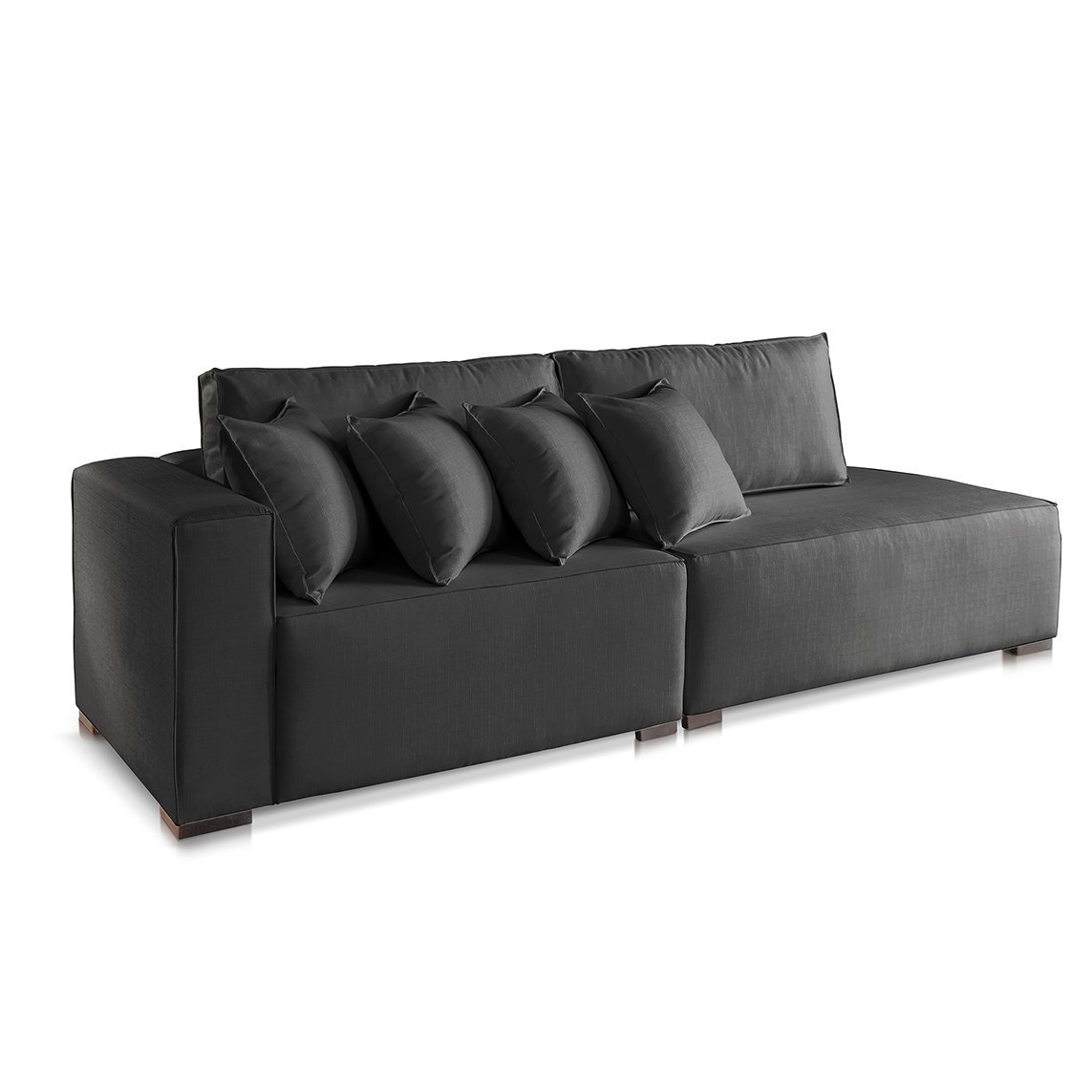 Sofá 2 3 4 Lugares Modulado Chaise Almofada Solta Molas Isa Be Linho Preto 2,1m - 2