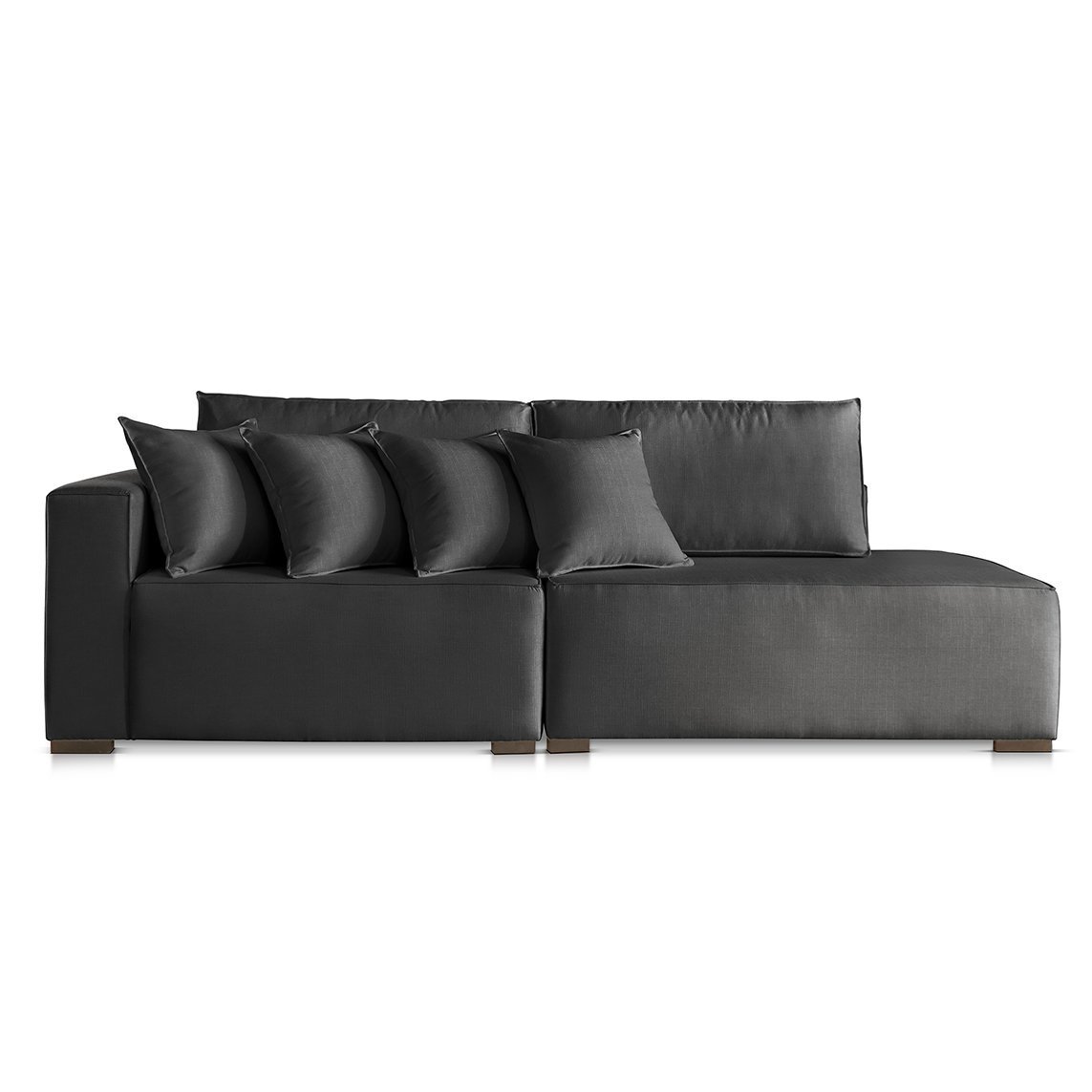 Sofá 2 3 4 Lugares Modulado Chaise Almofada Solta Molas Isa Be Linho Preto 2,1m