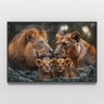 Quadro Decorativo Familia Leao Leoa Dois Filhotes Nas Folhas Sala Quarto Casa Escritório - 3