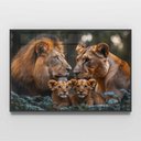 Ver imagem 3 de Quadro Decorativo Familia Leao Leoa Dois Filhotes Nas Folhas Sala Quarto Casa Escritório