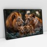 Quadro Decorativo Familia Leao Leoa Dois Filhotes Nas Folhas Sala Quarto Casa Escritório - 2