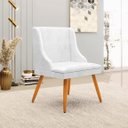 Ver imagem 2 de Cadeira Decorativa Sala de Jantar Pés Palito de Madeira Firenze PU Branco Brilho/Natural G19 - Gran