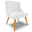 Ver imagem 1 de Cadeira Decorativa Sala de Jantar Pés Palito de Madeira Firenze PU Branco Brilho/Natural G19 - Gran