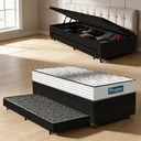 Ver imagem 1 de Cama Box Baú com Colchão de Molas Ensacadas Double Face Essence Probel + Auxiliar Solteiro 88cm