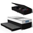 Ver imagem 2 de Cama Box Baú com Colchão de Molas Ensacadas Double Face Essence Probel + Auxiliar Solteiro 88cm