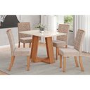 Ver imagem 1 de Conjunto: Mesa de Cozinha Lins C/ Tampo Reto Madeirado C/ Vidro 120x80cm e 4 Cadeiras Esther Nature/