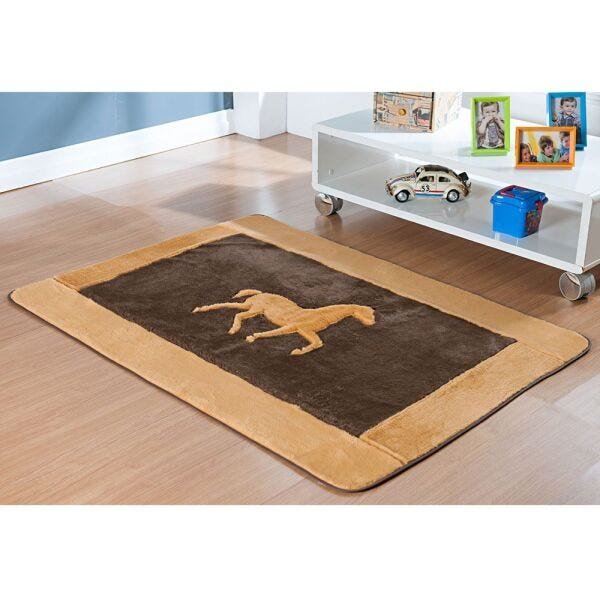 Tapete Infantil para Quarto de Menino Pelúcia Horse Tabaco - 1