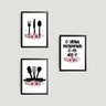 Kit 3 Quadros Cozinha Temperada com Amor 24x18cm - com vidro:Madeira branca - 1
