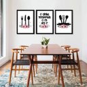 Ver imagem 2 de Kit 3 Quadros Cozinha Temperada com Amor 24x18cm - com vidro:Madeira branca