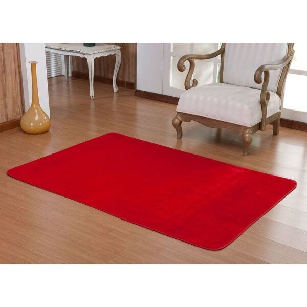 Tapete para Sala Liso 1,48M x 1,00M Vermelho com Pelúcia - 1