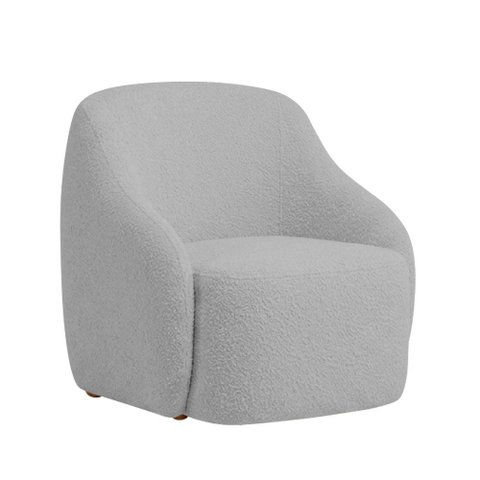 Poltrona Decorativa Vitta Pés Madeira Bouclé Cinza Claro - Nexta Casa
