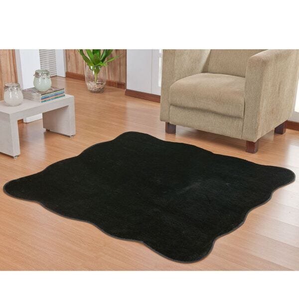 Tapete para Sala Ondulado 1,33M x 1,33M Preto com Pelúcia - 1