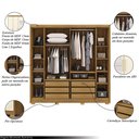 Ver imagem 3 de Guarda Roupa Casal Madesa 6 Portas 2 com Espelhos Bater 6 Gavetas com Cabideiros Mdf Nature/offwhite